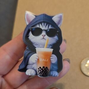 Cool Cat Car Vent Clip Sipping Boba Tea